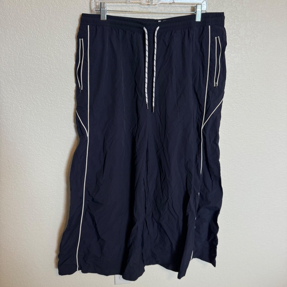 Streetwear Y2K Cali 1850 Wide Leg Track Pants XL Navy Blue